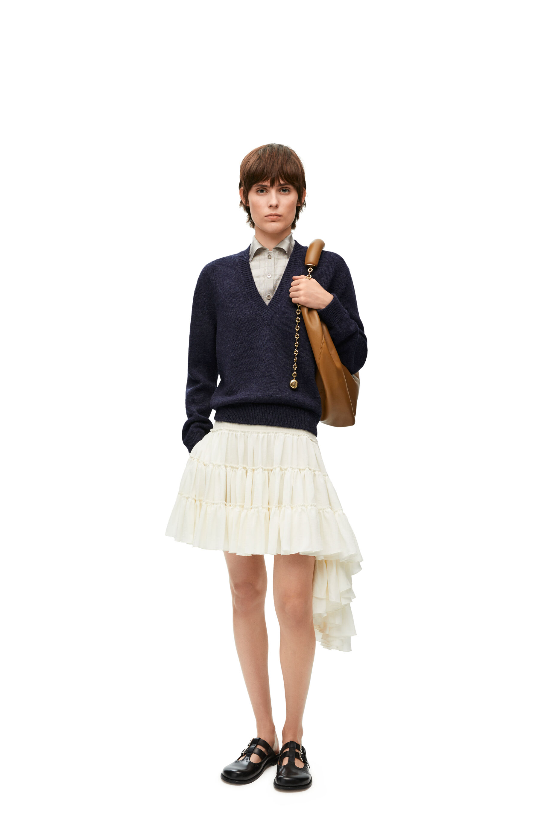 Checked alpaca wool-blend miniskirt