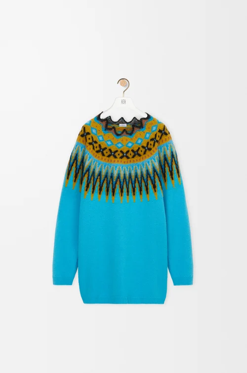 LOEWE Sweater in wool and mohair blend Blue/Multicolor