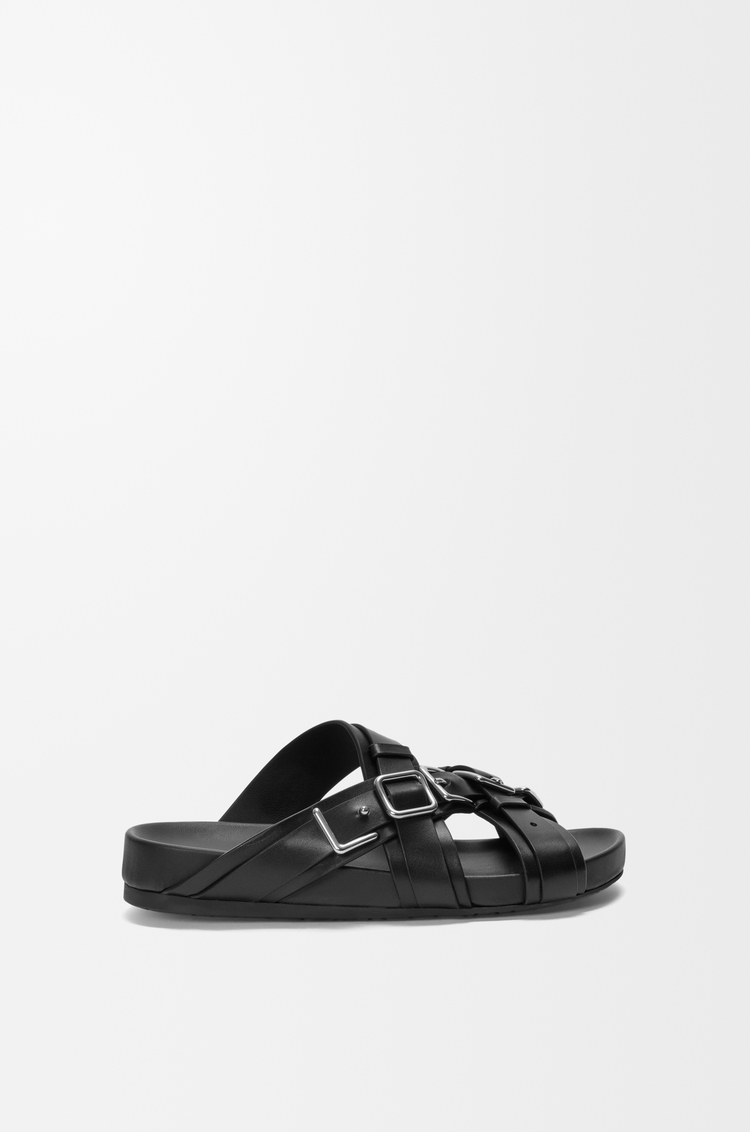 LOEWE Sandales à semelle anatomique Type en cuir de veau tanné végétal Noir