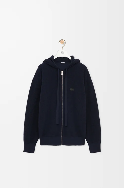 LOEWE Anagram zip-up hoodie in wool Navy Blue