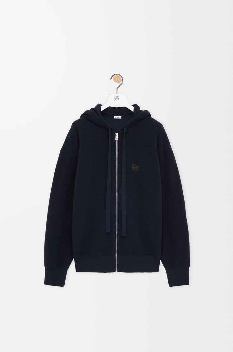LOEWE Anagram zip-up hoodie in wool Navy Blue