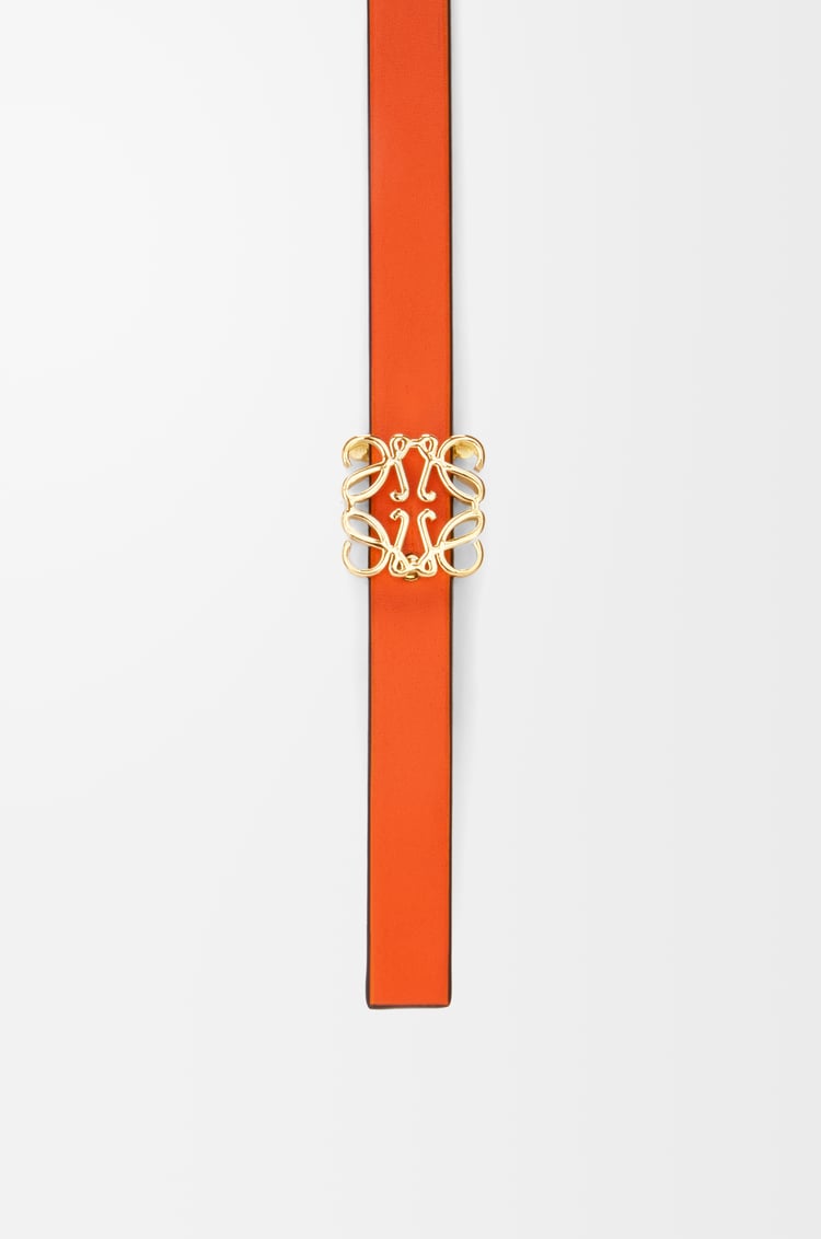 LOEWE Reversible Anagram cube belt in smooth calfskin Clay Green/Vivid Orange/Gold