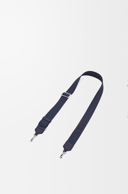 LOEWE LOEWE chevron webbing strap in wool and calfskin Abyss Blue/Black