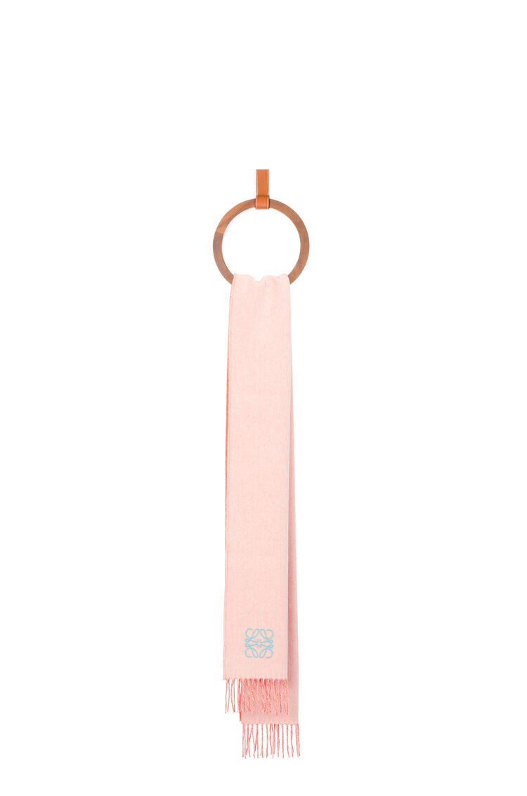 LOEWE Bicolour scarf in wool and cashmere Orange/White