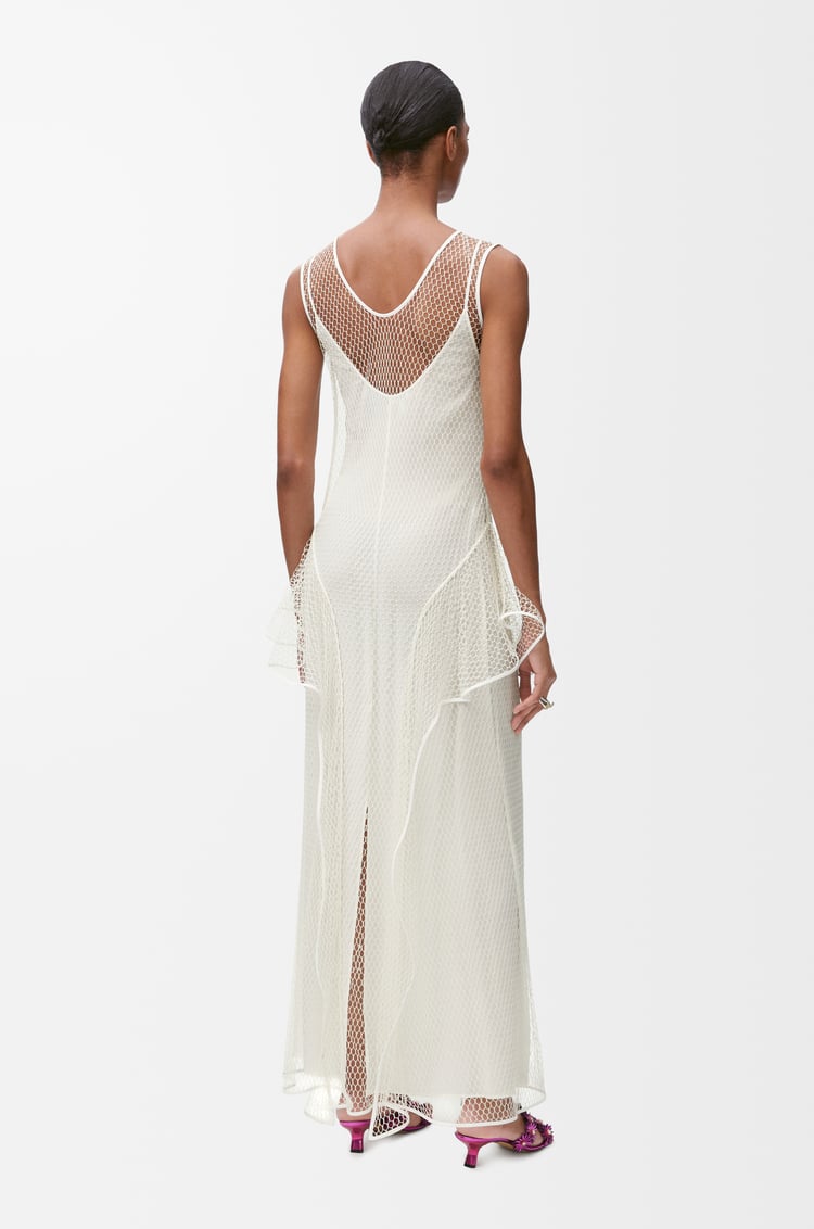 LOEWE Vestido Fishnet en mezcla de seda Blanco