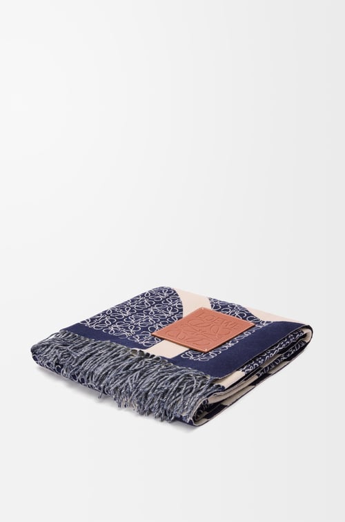 LOEWE Anagram blanket in wool Navy Blue plp_rd