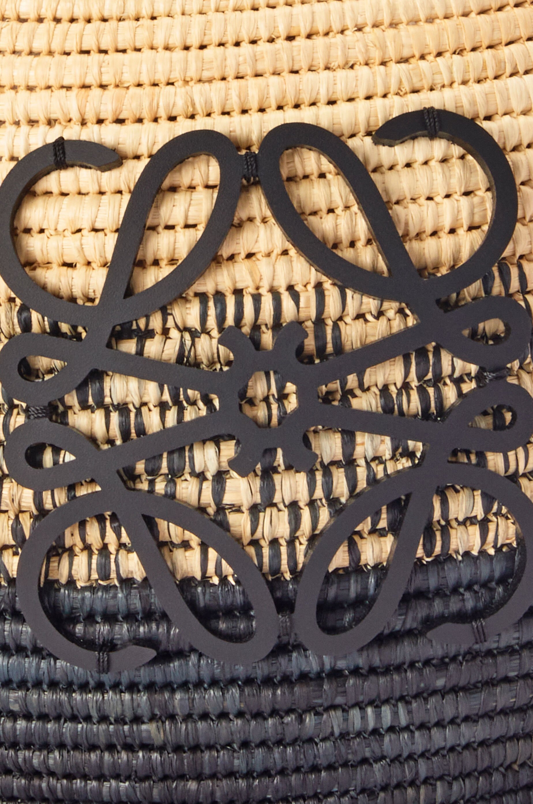 Beehive Basket bag in raffia and calfskin Natural/Black - LOEWE