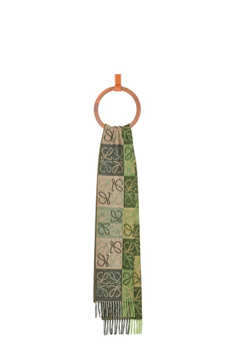 LOEWE Scarf in wool and cashmere Bottle Green/Khaki