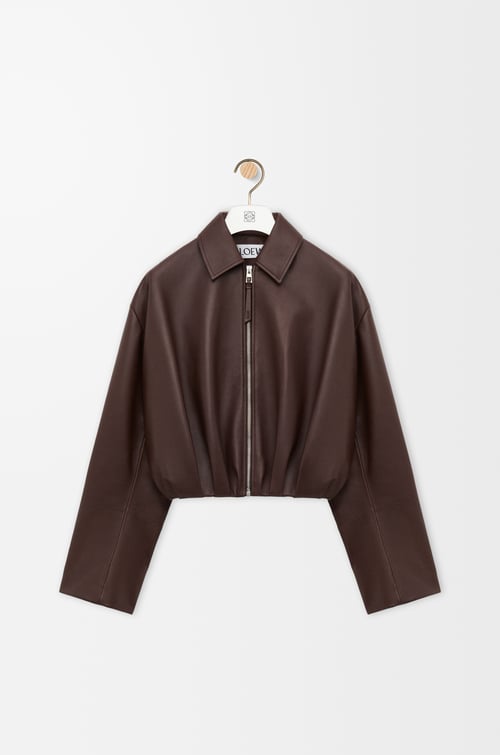 LOEWE Draped jacket in nappa lambskin Chocolate Brown plp_rd