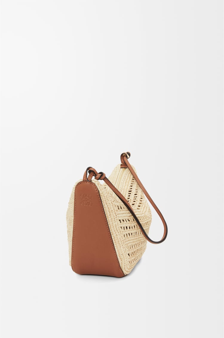 LOEWE Mini Hammock Hobo in raffia and calfskin Tan/Natural