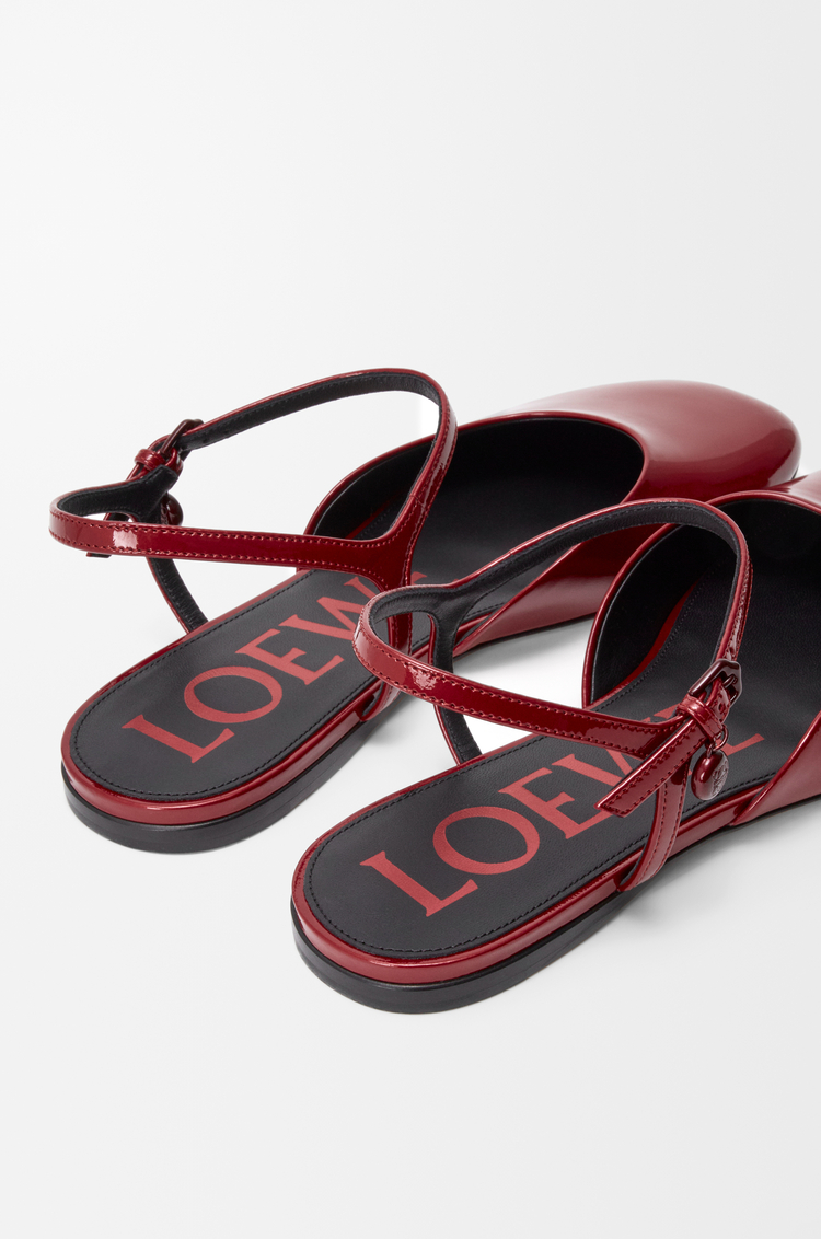 LOEWE Toy ankle strap ballerina in soft patent lambskin Dark Red