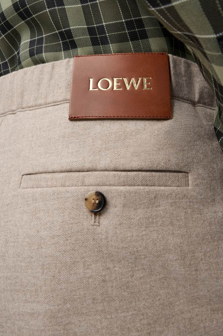 LOEWE Drawstring trousers in wool and cashmere Beige Melange