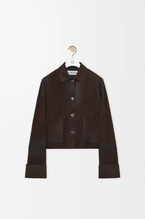 LOEWE ターンアップ ジャケット（スエードラム） ダークチョコレート