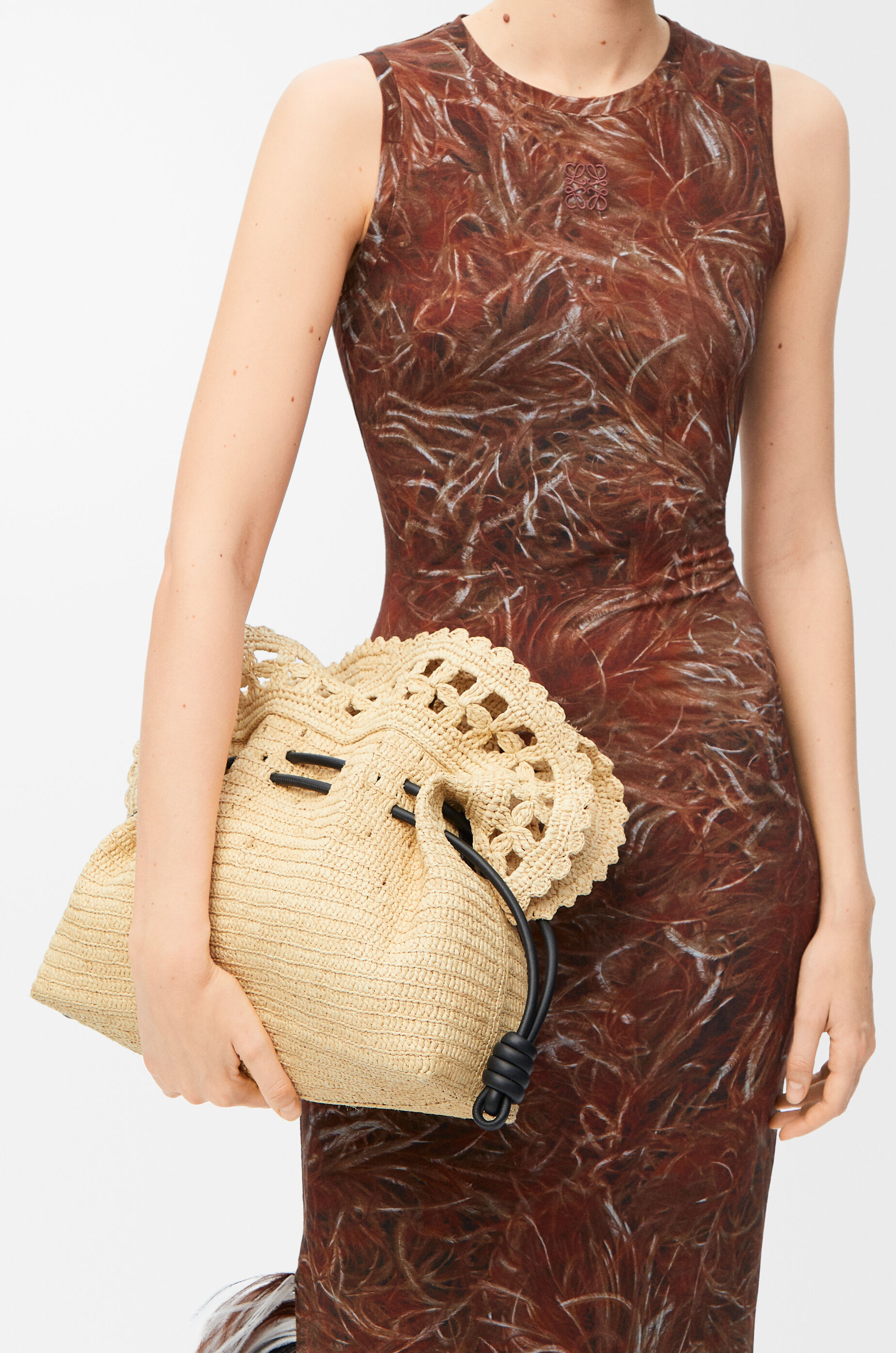 Medium Flamenco clutch in raffia Beige - LOEWE Medium Flamenco clutch in raffia Beige - LOEWE