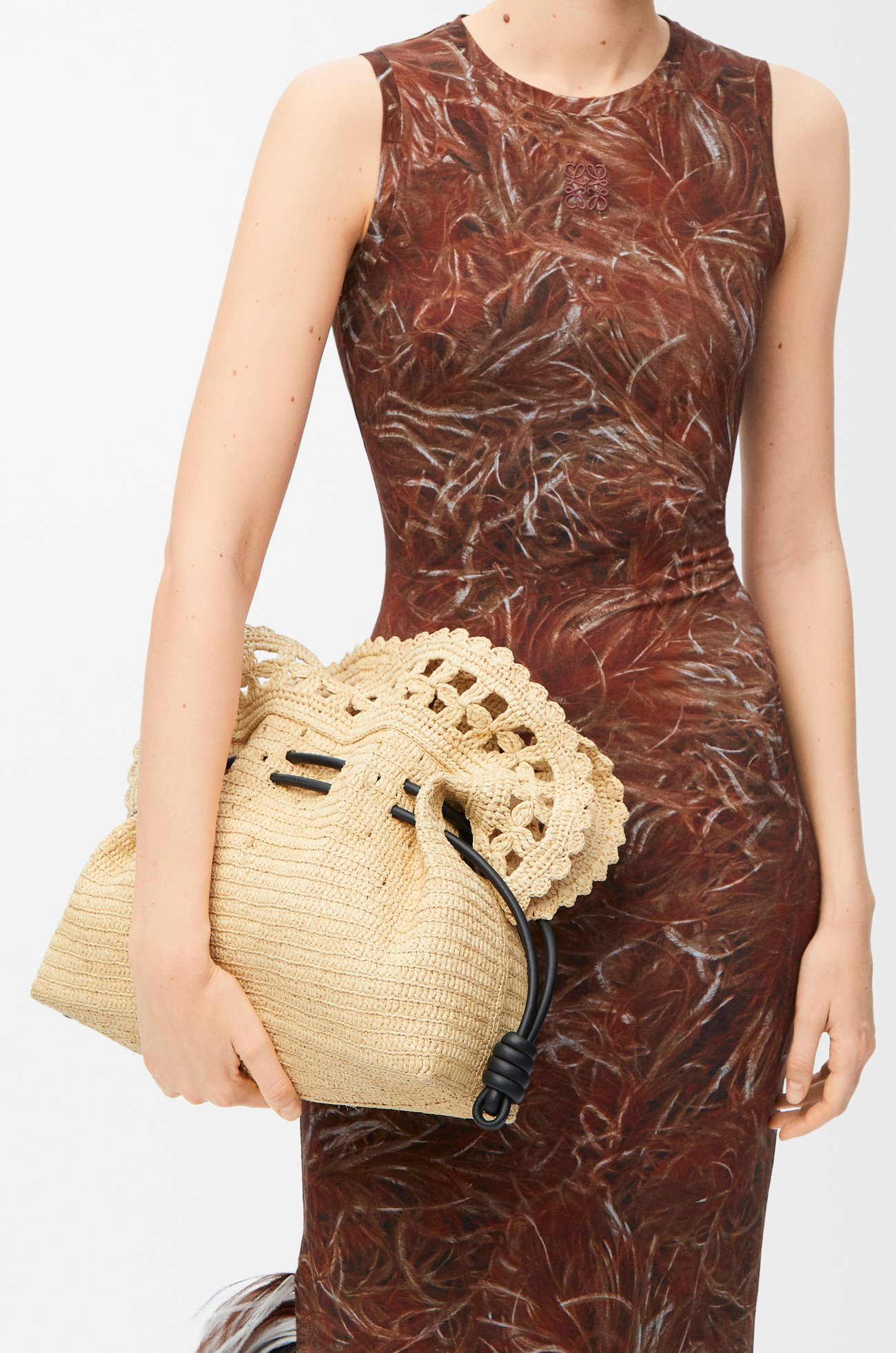 LOEWE Medium Flamenco clutch in raffia Natural