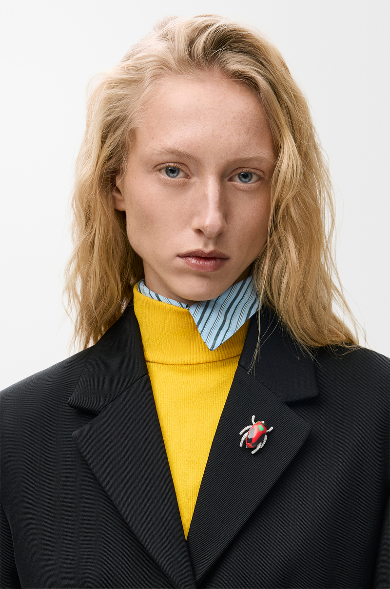 LOEWE Scarabeo brooch in sterling silver and enamel Silver/Red