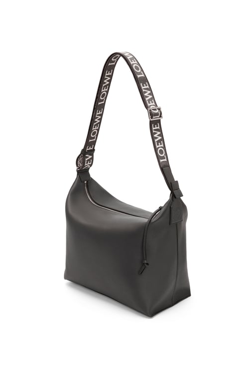 LOEWE Bolso bandolera Cubi en piel de ternera y jacquard Gris Oscuro