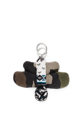 LOEWE Dragonfly charm in upcycled textile and calfskin Khaki Green/Pink plp_rd