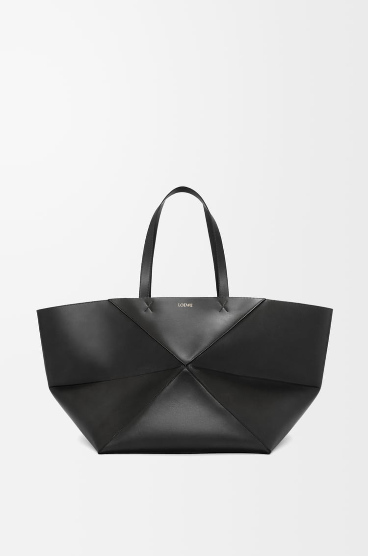 LOEWE XXL Puzzle Fold tote in shiny calfskin Black