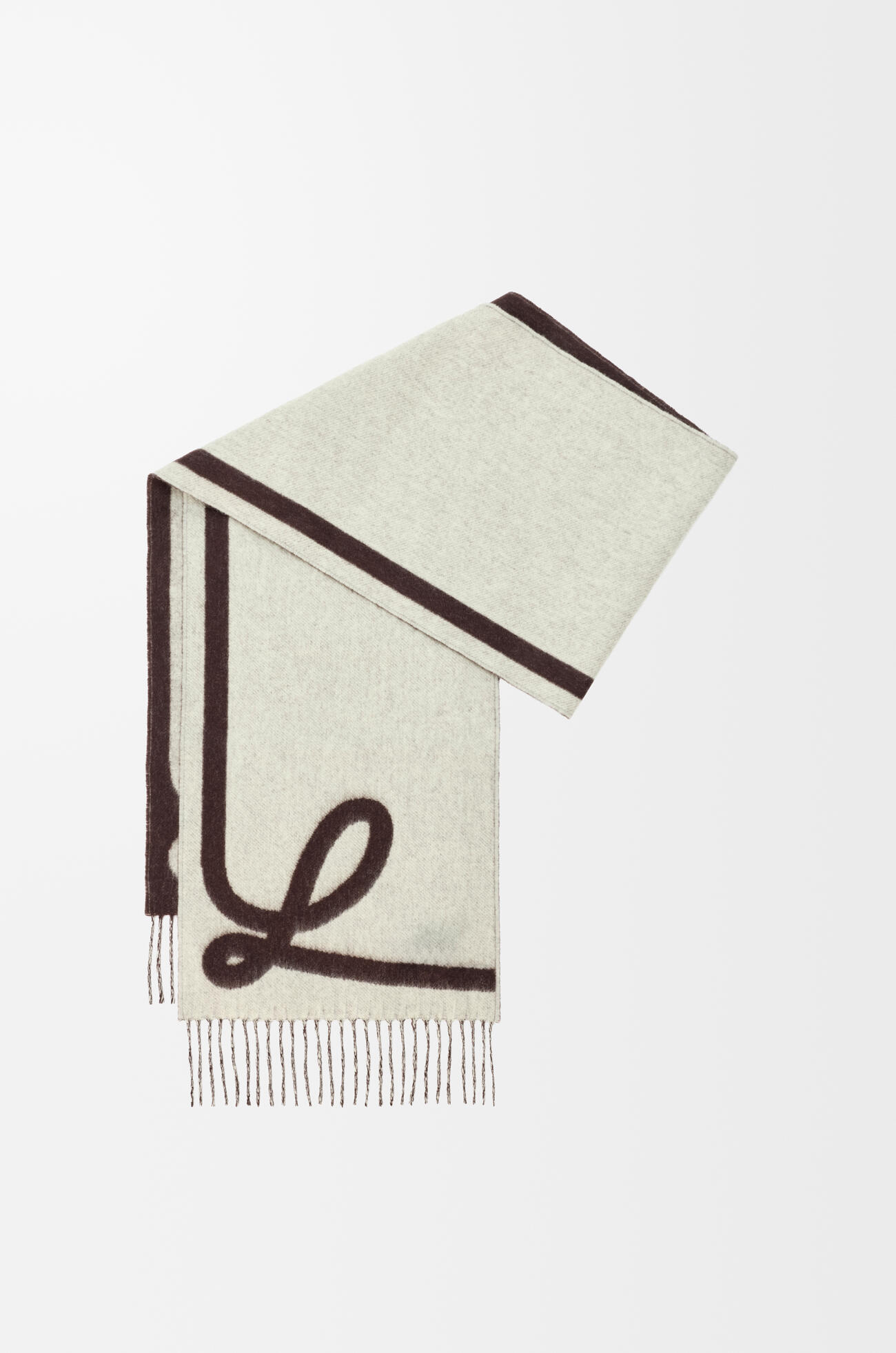 LOEWE Bufanda en lana y cashmere Marrón/Amarillo