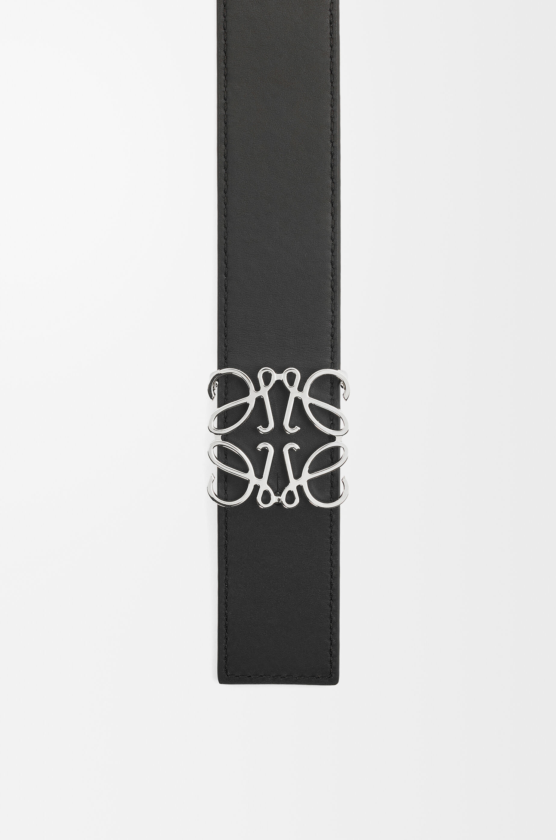 Reversible Anagram belt in smooth calfskin Black/Tan/Palladium - LOEWE