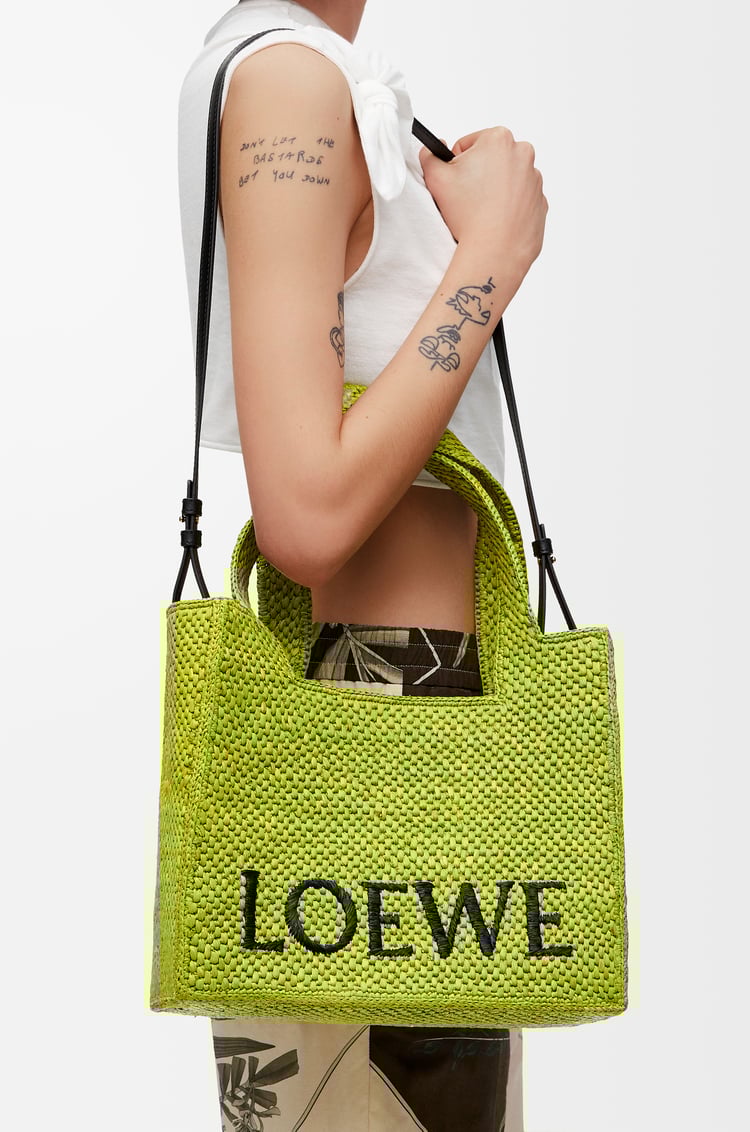 LOEWE Medium LOEWE Font tote in raffia Meadow Green