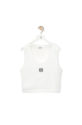 LOEWE Camiseta cropped Anagram en algodón sin mangas Blanco/Marino