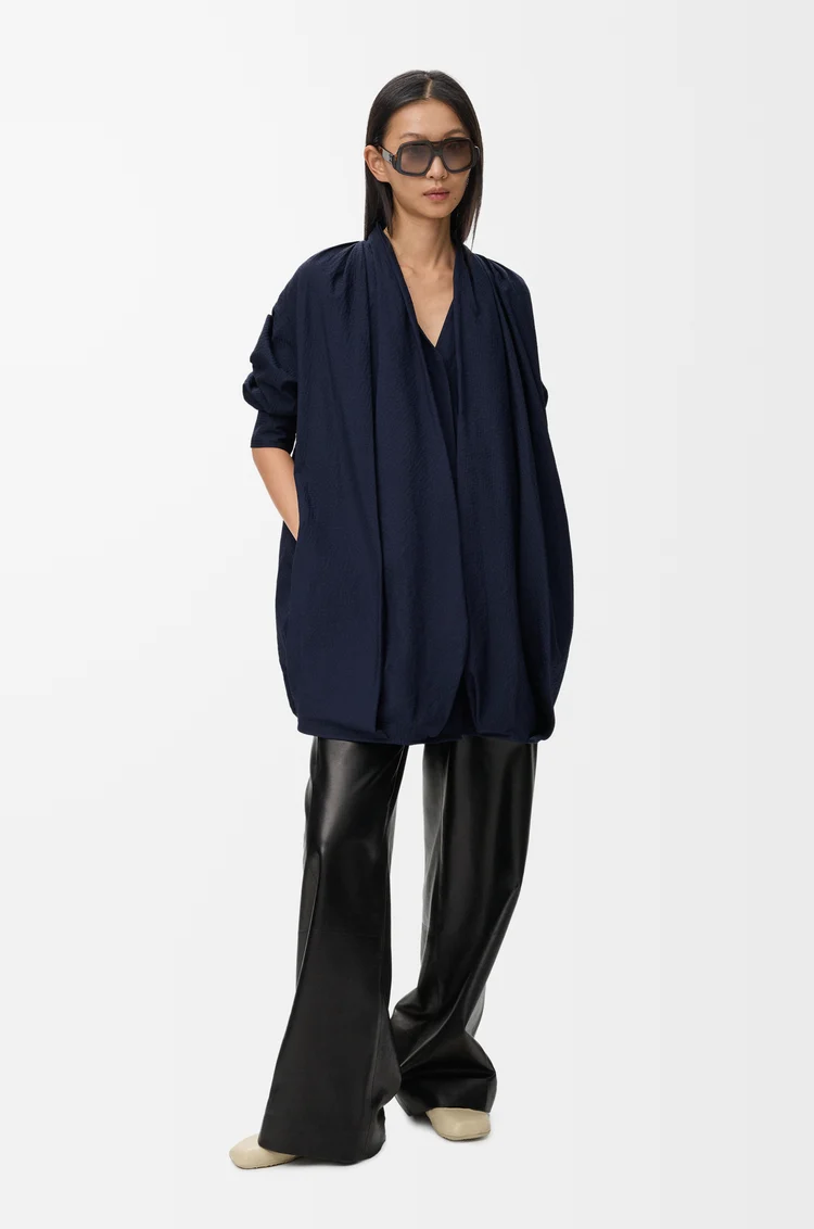 LOEWE Draped dress in cotton Navy Blue