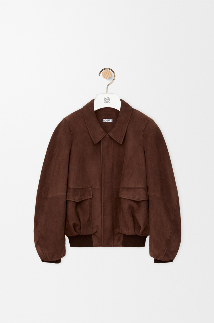 LOEWE 보머 재킷 - 스웨이드 고트스킨 다크 브라운