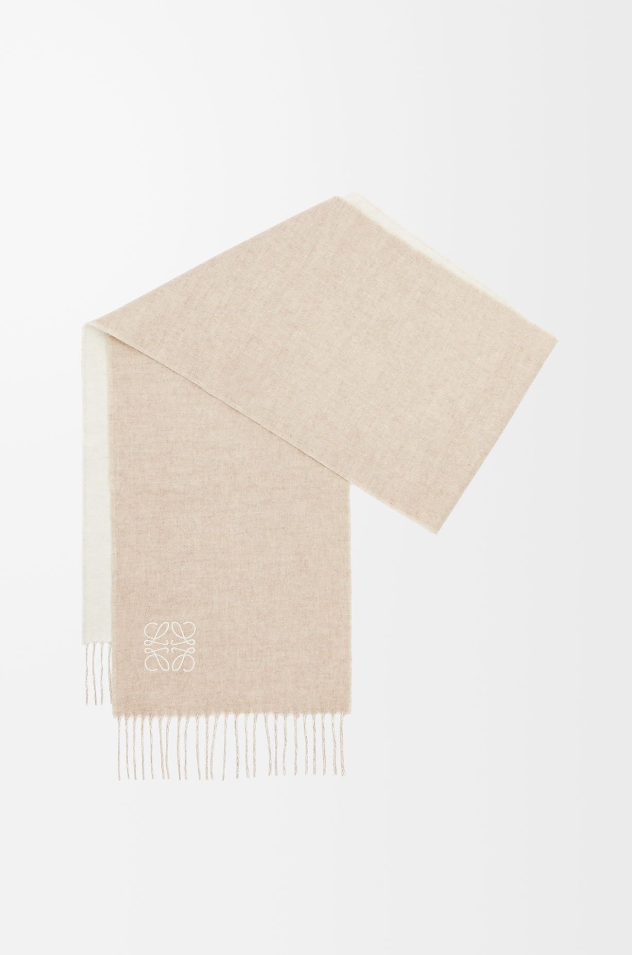 LOEWE Bufanda bicolor en lana y cashmere Marfil/Arena