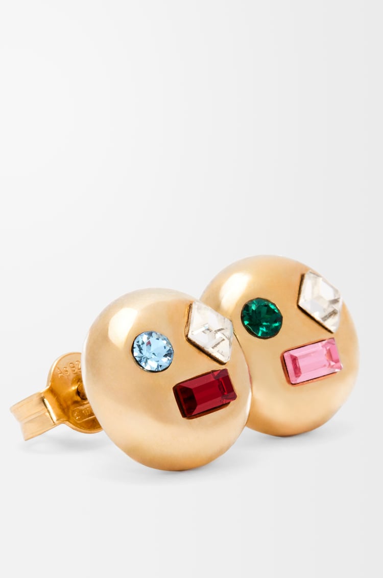 LOEWE Anagram Pebble earrings in sterling silver and crystals Gold/Red