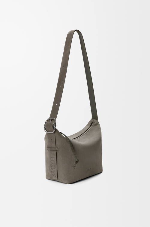 LOEWE Medium Loop hobo in suede calfskin Light Khaki