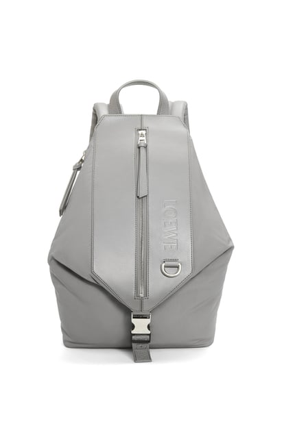 LOEWE Small Convertible backpack in nylon and calfskin Asphalt Grey