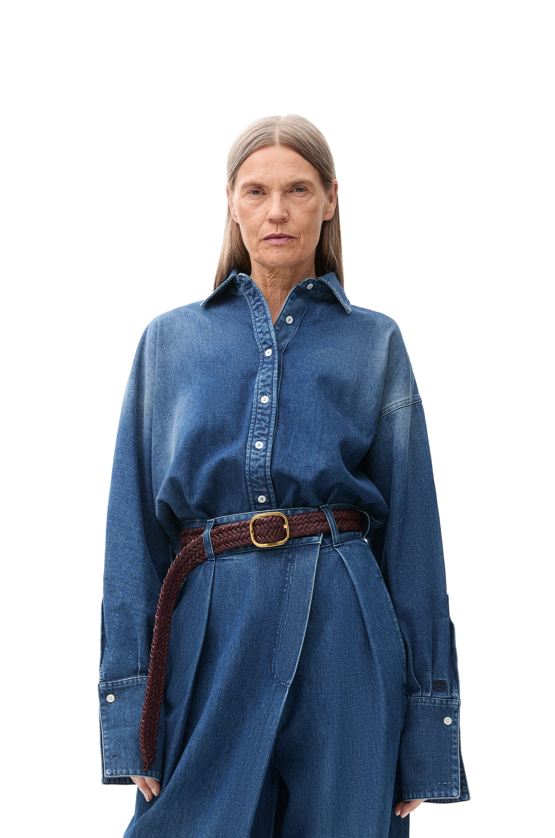 Loewe Women s Luxury Rounded Soft Woven Belt in Calfskin Purple Belts