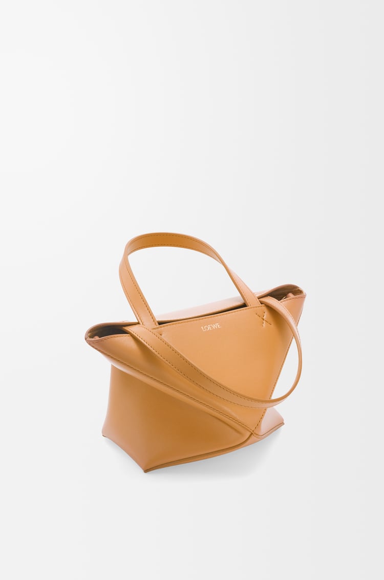 LOEWE Mini Puzzle Fold tote in shiny calfskin Warm Desert