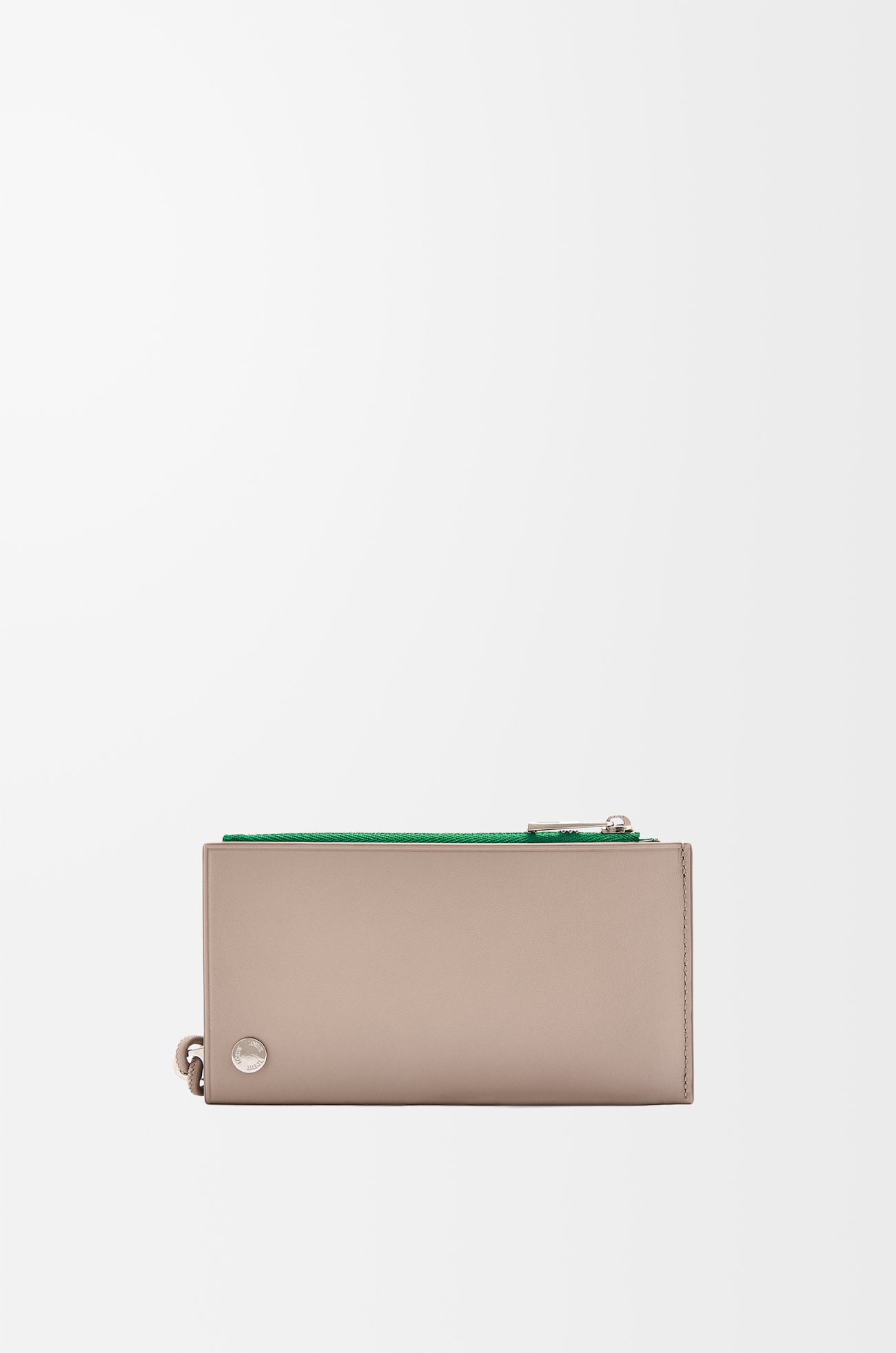 LOEWE Pebble Slider coin cardholder in shiny nappa calfskin Sand/Tropical Green plp_rd