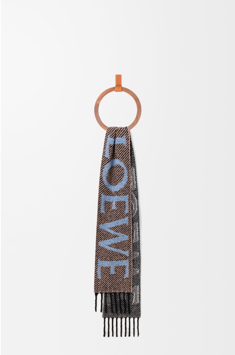 LOEWE Bufanda en mezcla de alpaca y lana Azul Claro/Blanco