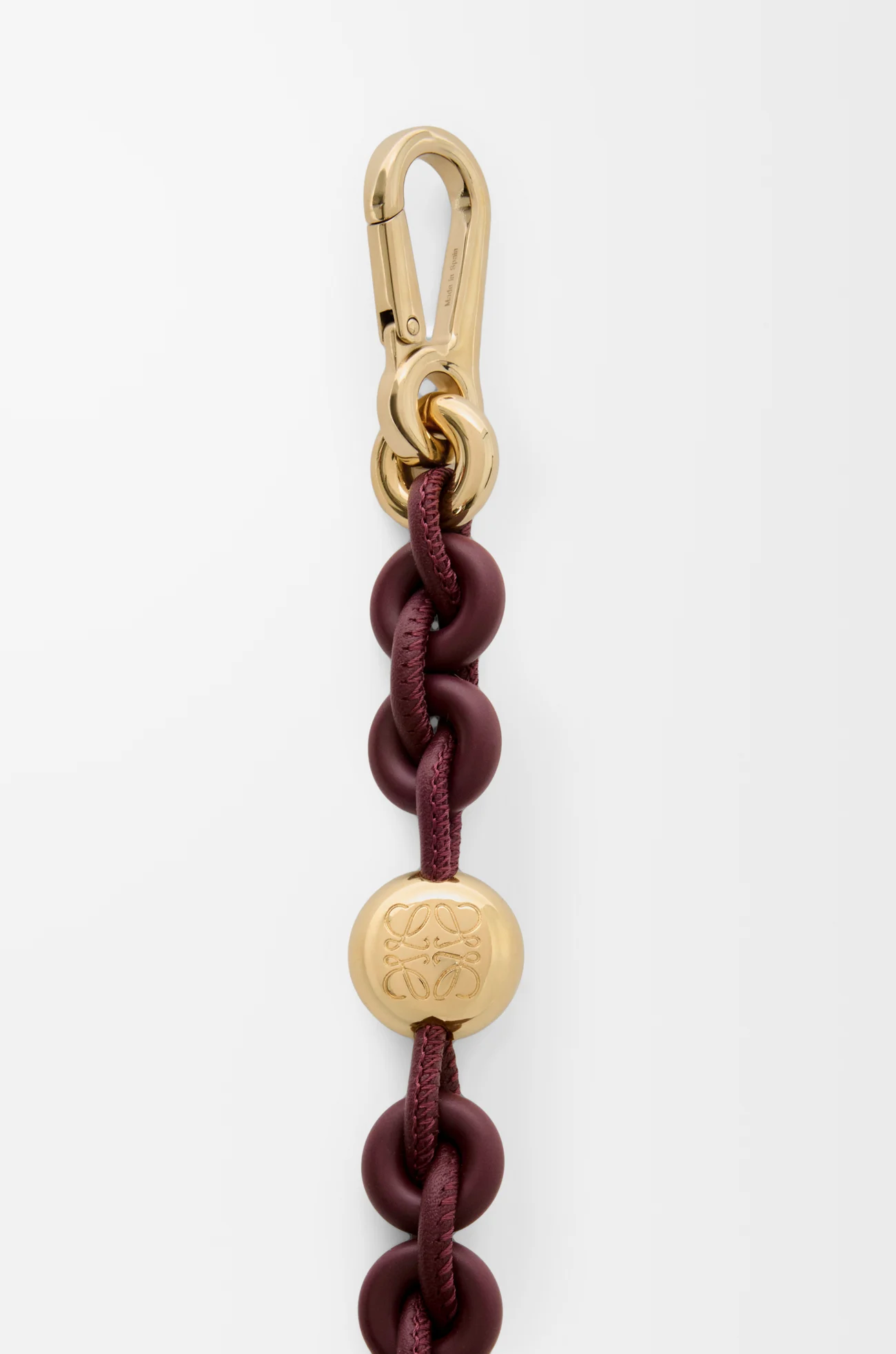 LOEWE Correa de cadena con eslabones circulares en piel de ternera Burdeos Oscuro