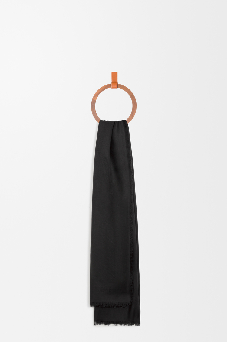 LOEWE Scarf in wool and silk Dark Coffee