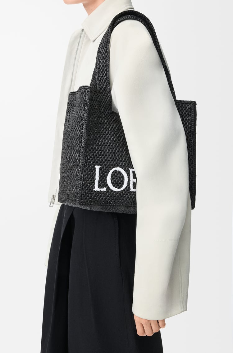 LOEWE 酒椰纖維中型 LOEWE Font 托特包 黑色