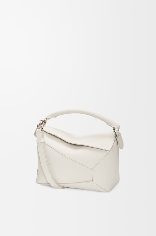 LOEWE Small Puzzle bag in soft grained calfskin Soft White
