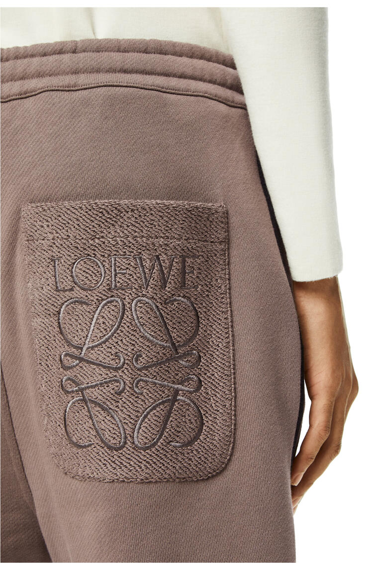 LOEWE Contrasting rib jogging trousers in cotton Warm Grey pdp_rd