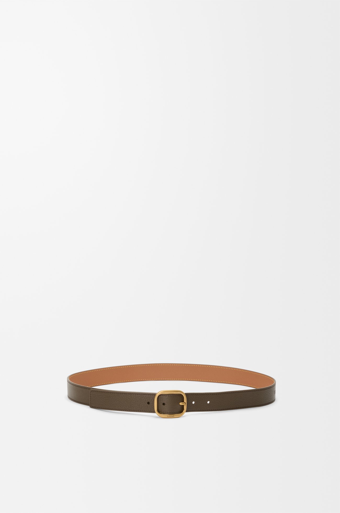 LOEWE 柔軟粒面小牛皮腰帶 苔原色/金色