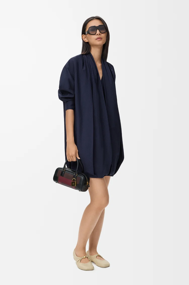LOEWE Draped dress in cotton Navy Blue