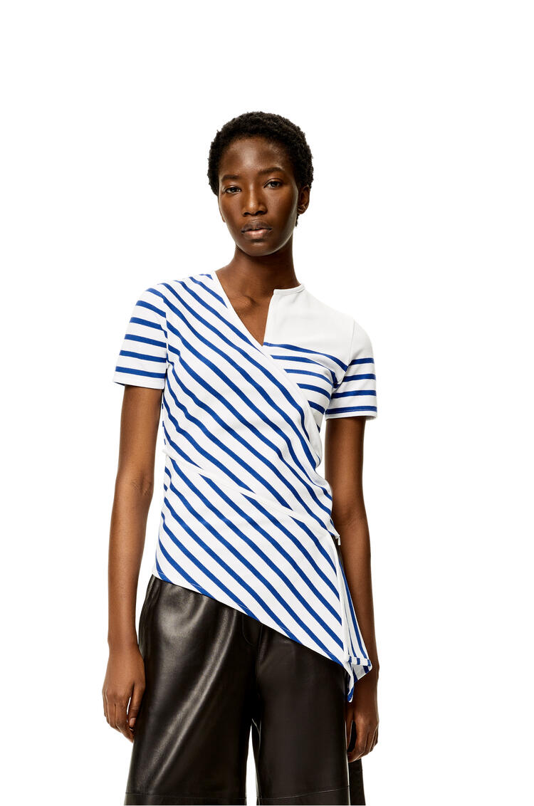 LOEWE Striped asymmetric top in cotton White/Navy pdp_rd