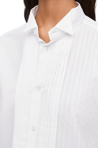 LOEWE Camisa plisada en algodón Blanco plp_rd