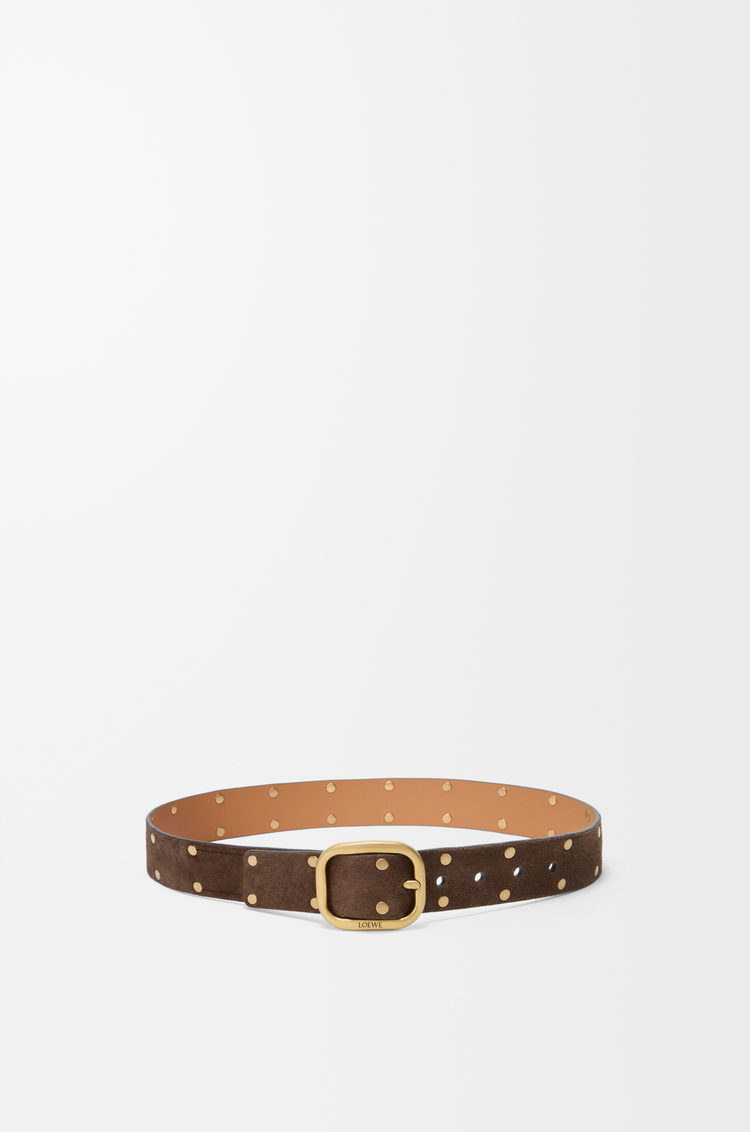 LOEWE Cinturón curvilíneo en ante de piel de ternera Madera/Oro Vintage