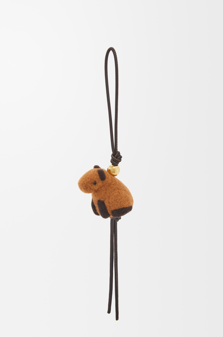 Capybara charm in felt and calfskin Dark Brown - LOEWE