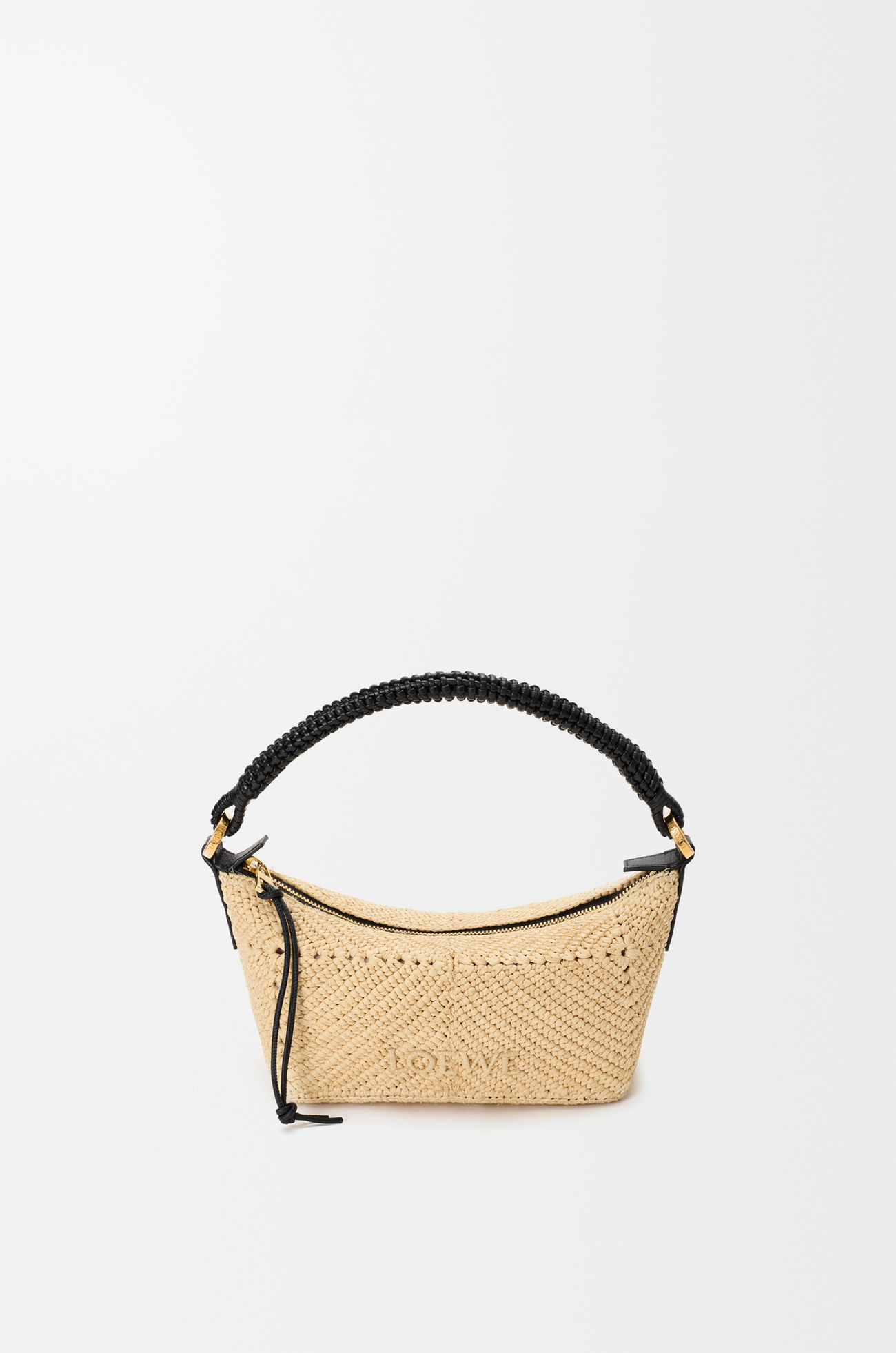 LOEWE Cala mini bag in classic calfskin and raffia Natural/Black