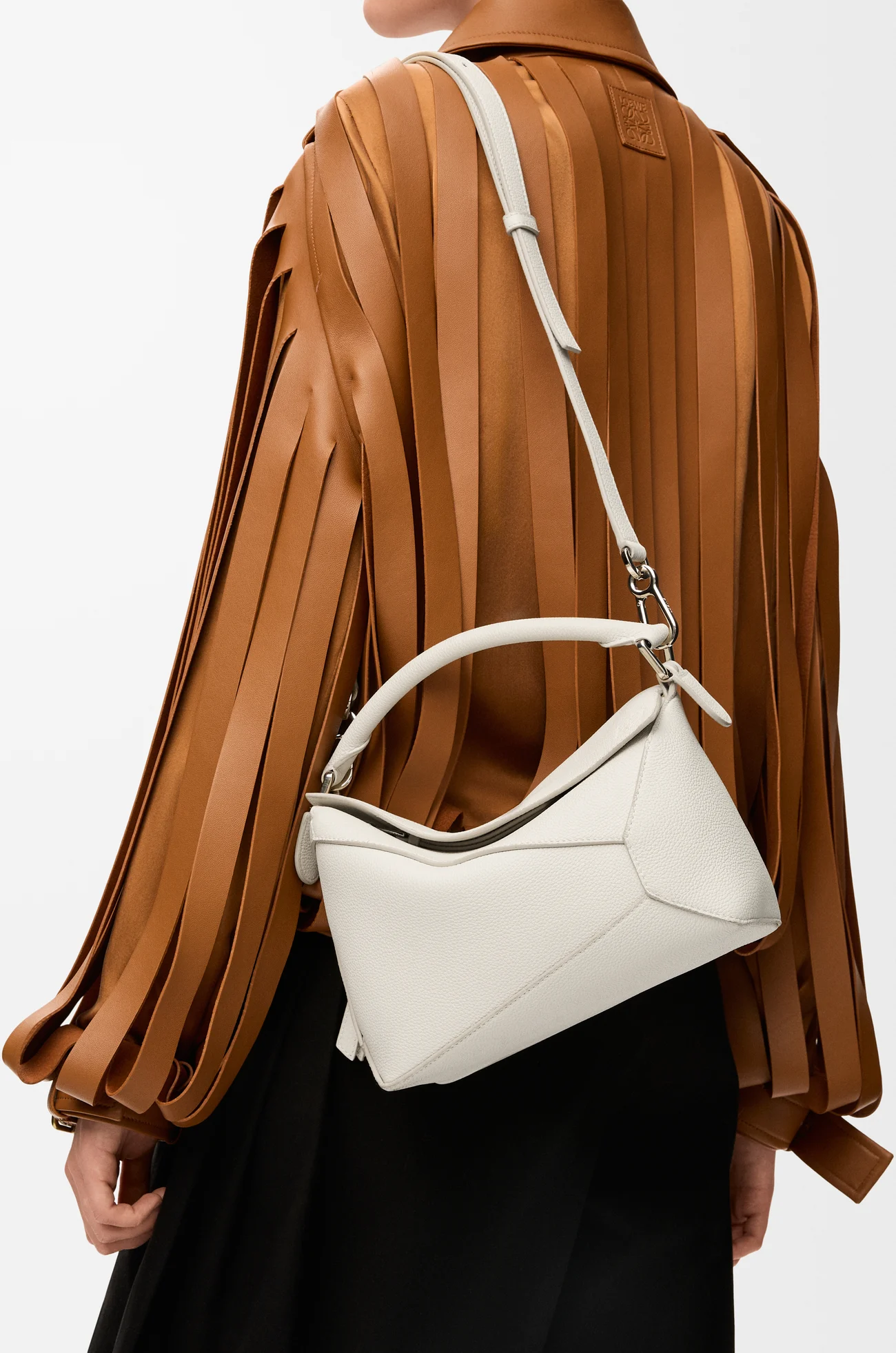 LOEWE Small Puzzle Edge bag in soft grained calfskin Soft White